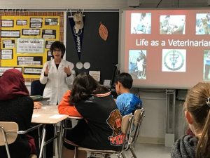 Dr. Dale Rubenstein gives talk at career day, Montgomery County MD